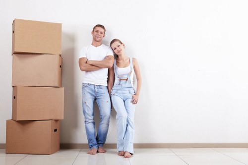 Student removals in Hammersmith with packed boxes ready for collection