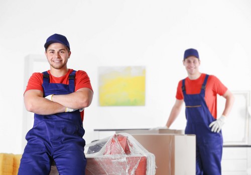 Commercial office relocation in Hammersmith with moving team and packed equipment