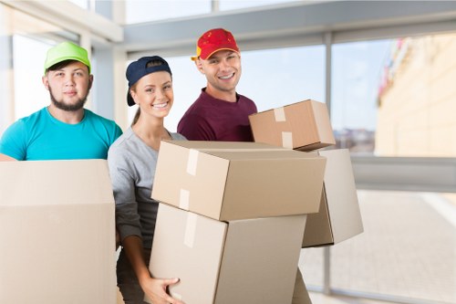 Customer raising a removal service complaint in a professional office setting