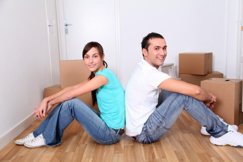 Packed moving boxes ready for house removals in Hammersmith